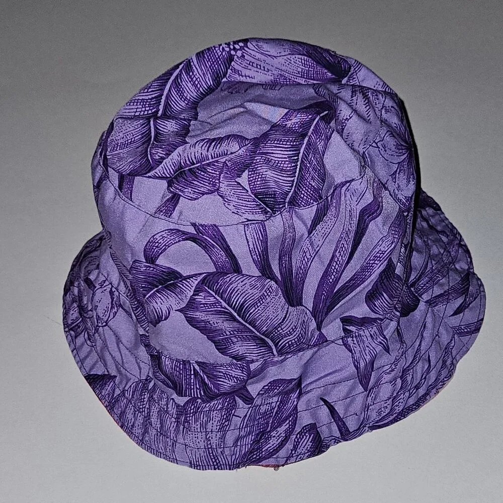 1 Reversible Pink Purple Tropical Bucket Hat Toddler One Size Vacation Beach